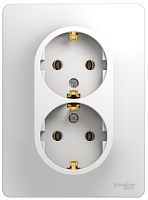 Розетка с заземлением Systeme Electric Glossa 1-м. 2 мод. белый картинка